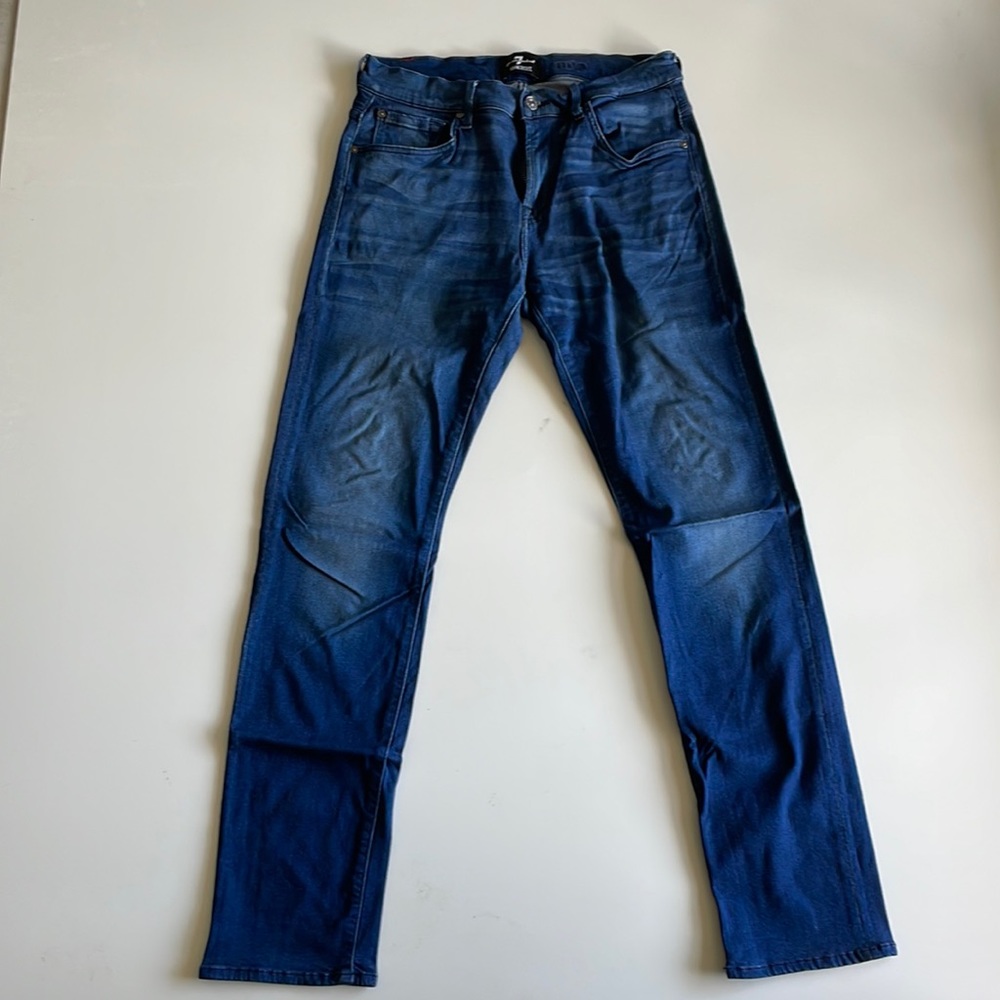 7 For All Mankind Men's Luxe Sport Blue Paxtyn Tapered Skinny Fit Jeans Size 32